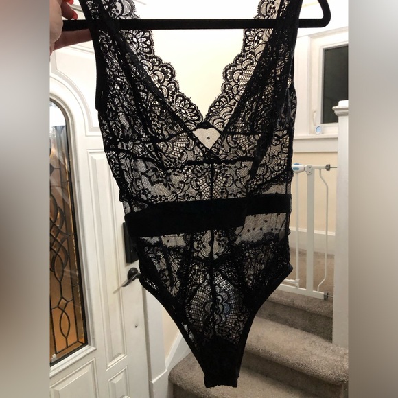 Sheer Black Thong Teddy Lingerie - Picture 2 of 11